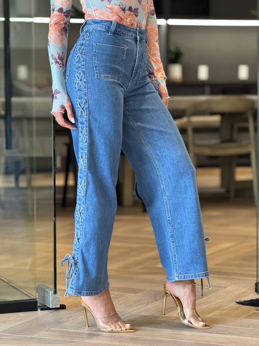 Miou Braid Denim Jeans