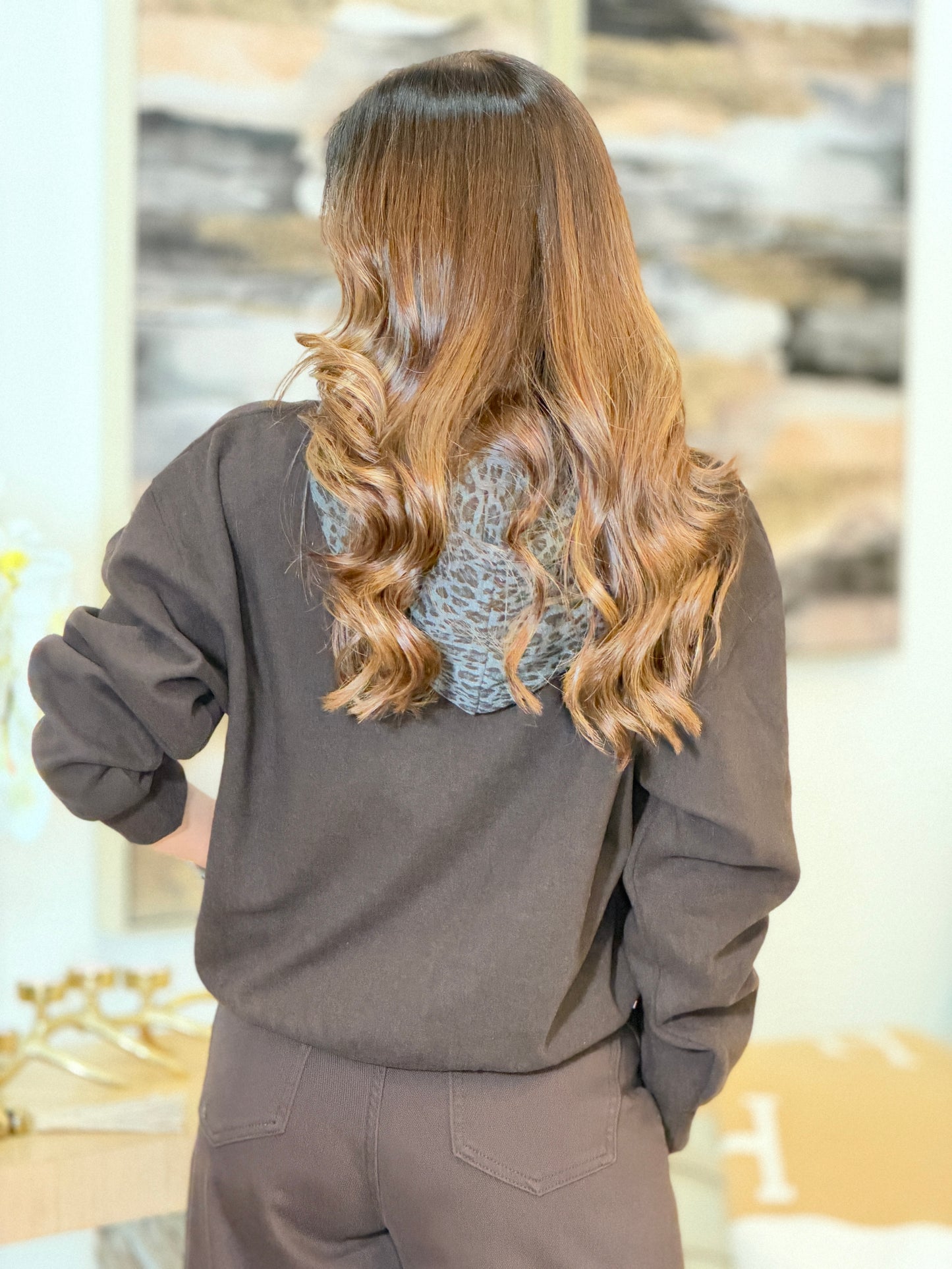 5317 Cartoon Brown Leo Hoodie Top