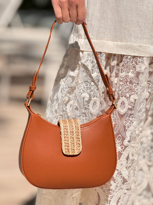 Brown Raffia Hand Bag