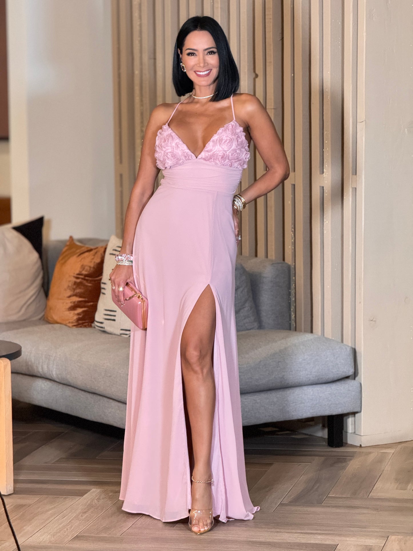 Symphony Pink Texture Maxi Dress Gala