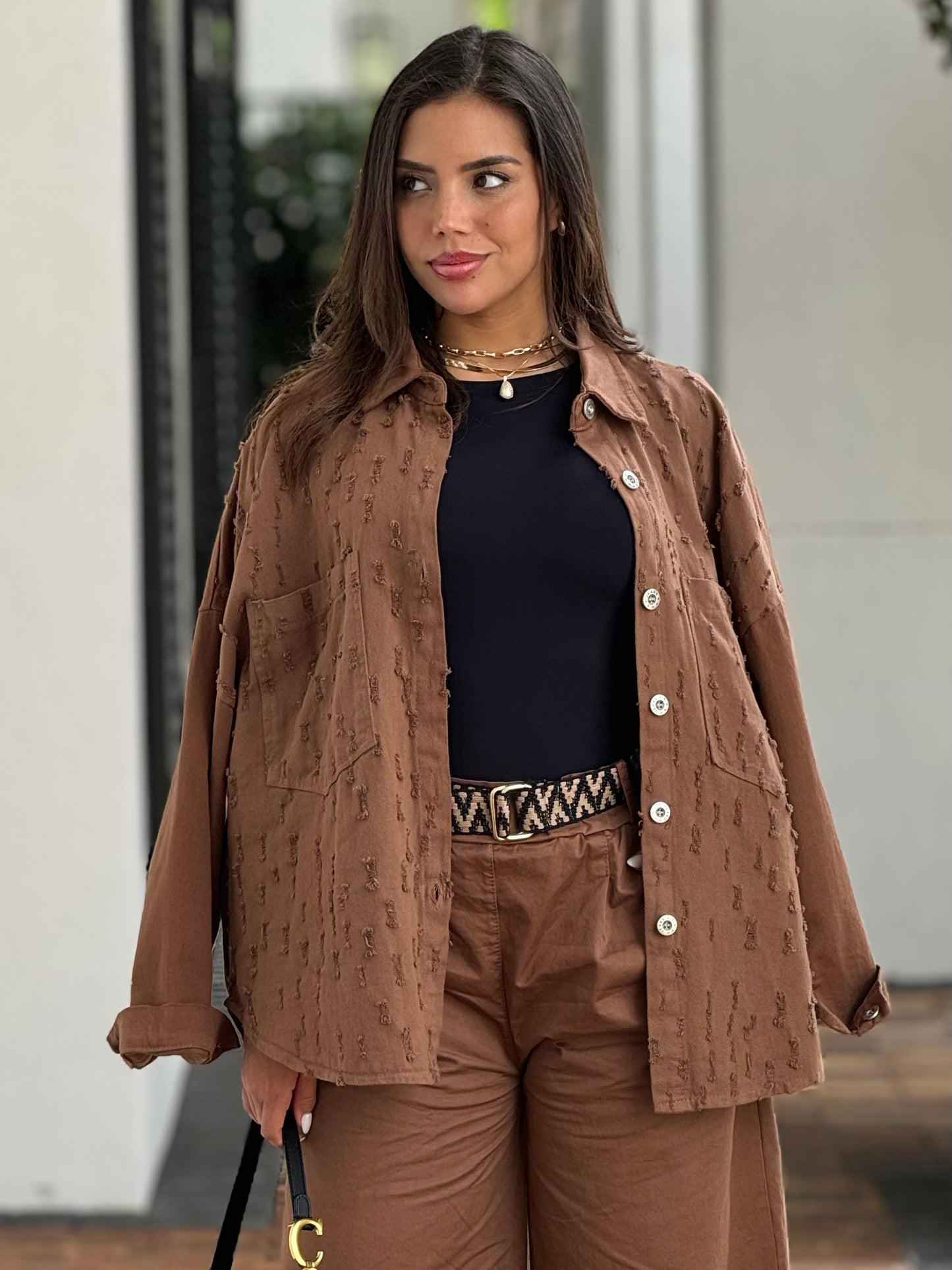 Romina Brown Oversized Italian Jacket