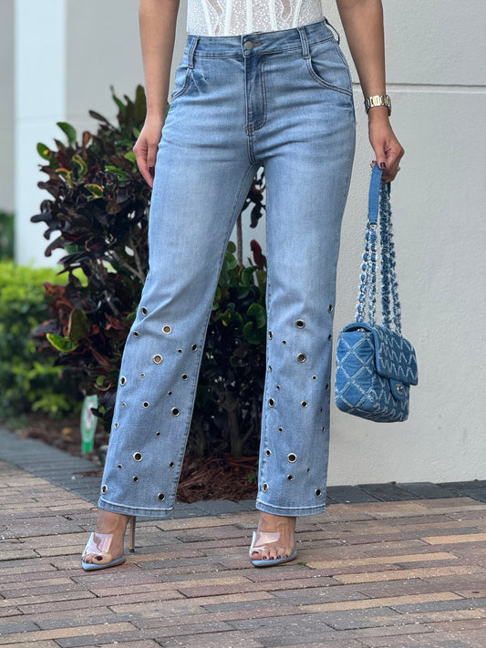 Ángel Silver Rings Denim Jeans