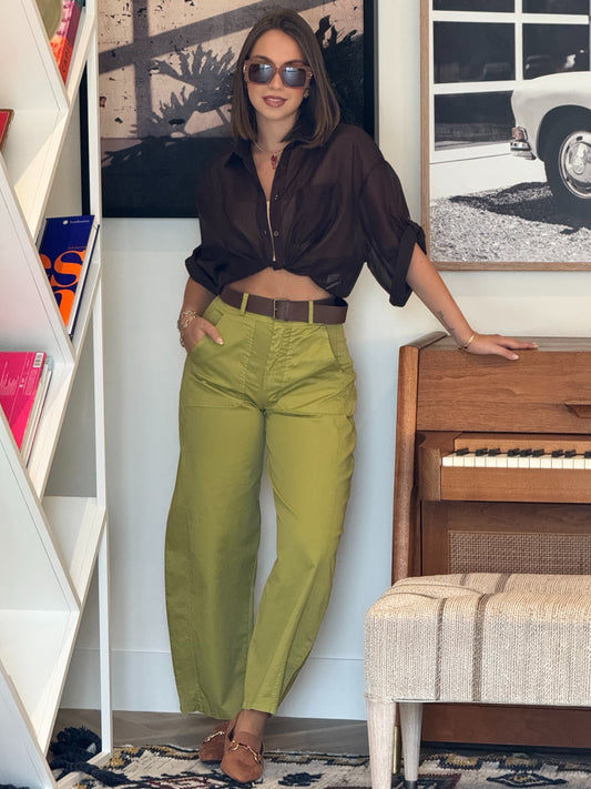 Italian Green Barrel Pants