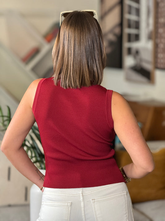 Gaia Red Twisted Knitted Top