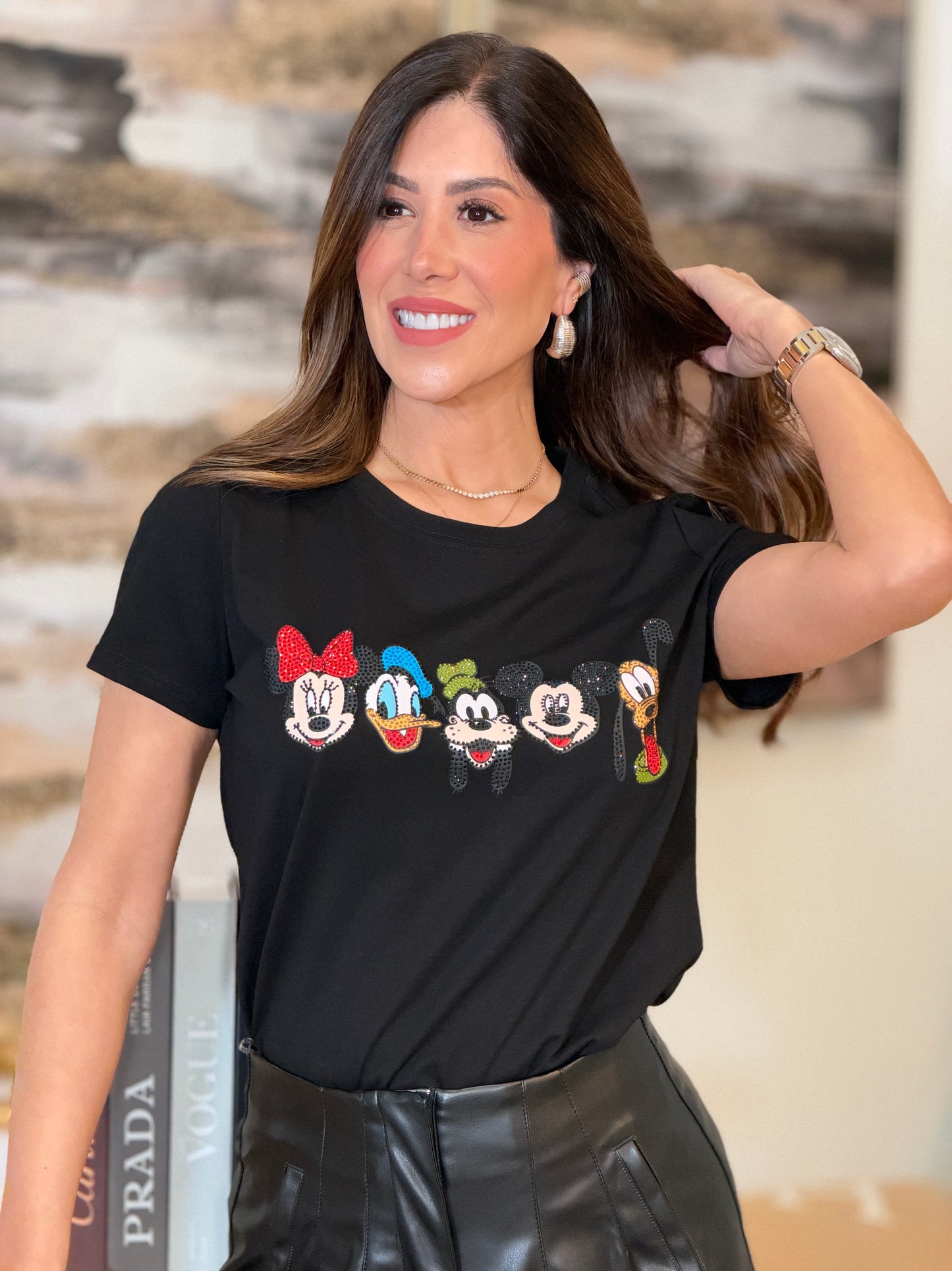 9857 Cartoon Black T-Shirt