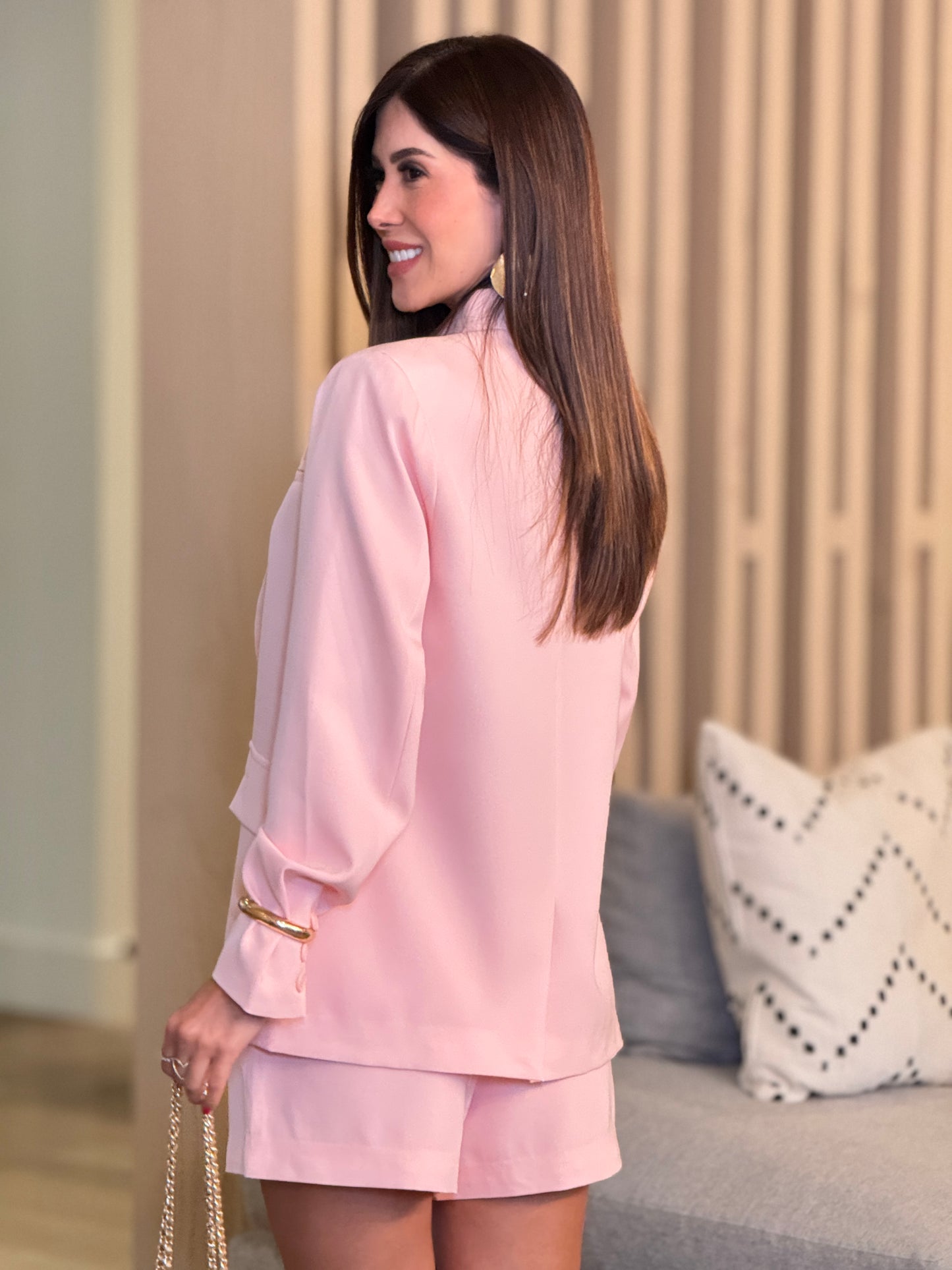 Gaia Pink Skirt Blazer Set