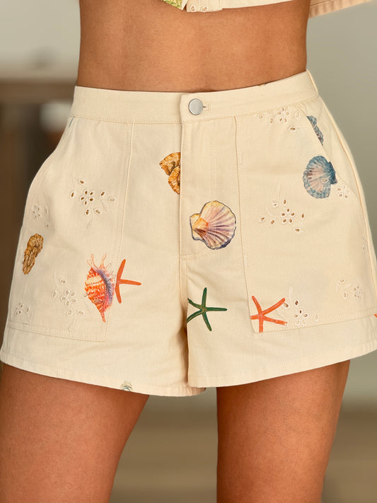 Caribe Ivory Print Shorts