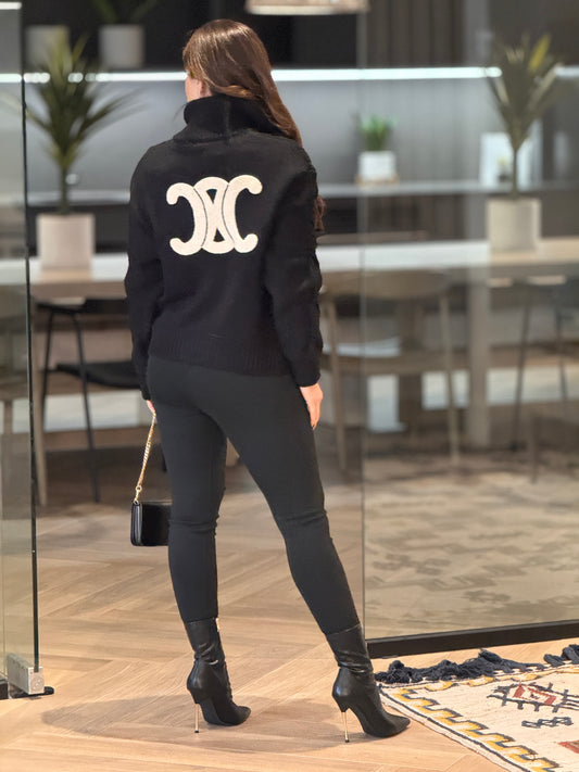 Celi Black/White Little Logos Sweater Top