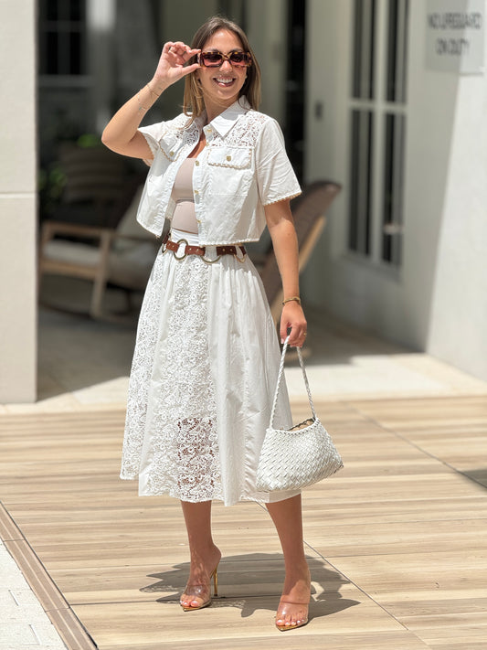 Rosetta White Skirt Set