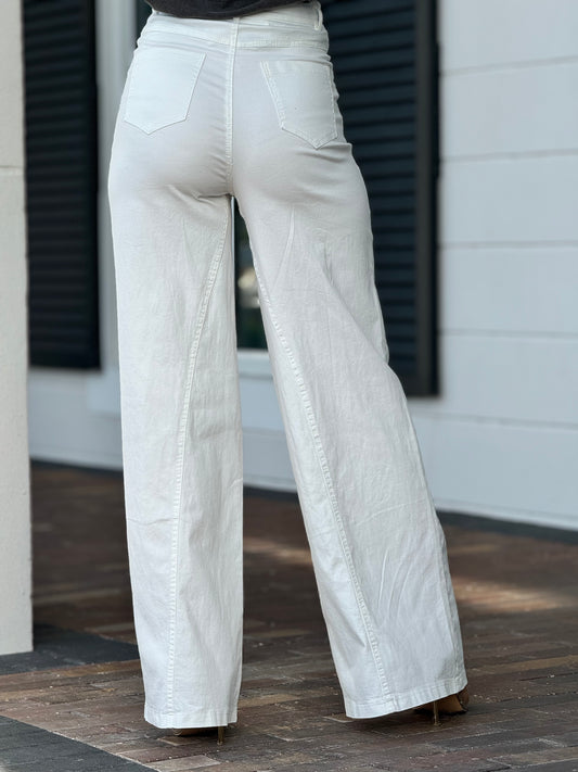 Lizzie Wide Leg White Jeans