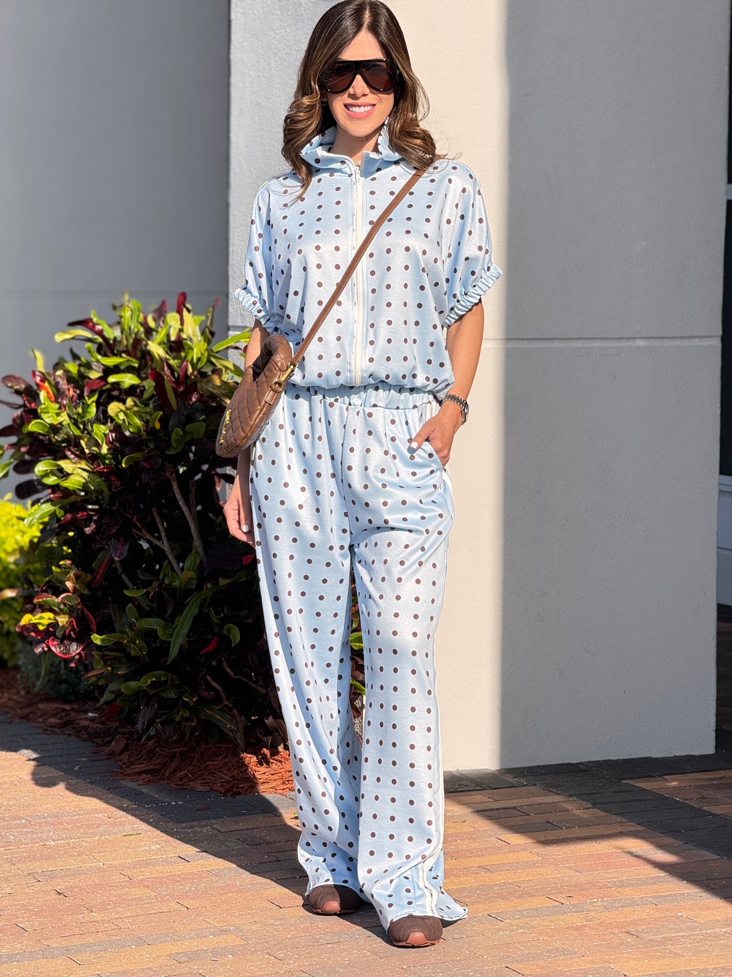 Italy Blue/Brown Polka Dots Sport Set