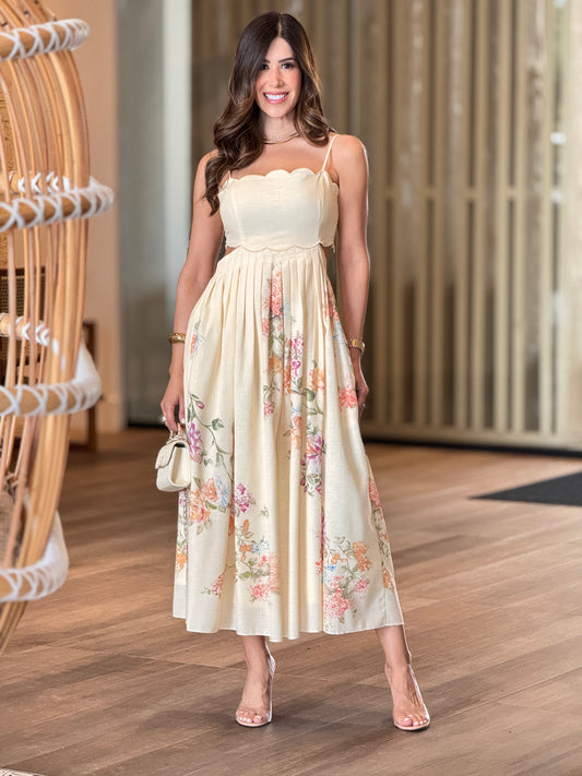 Gardenia Vintage Ivory Flowers Dress