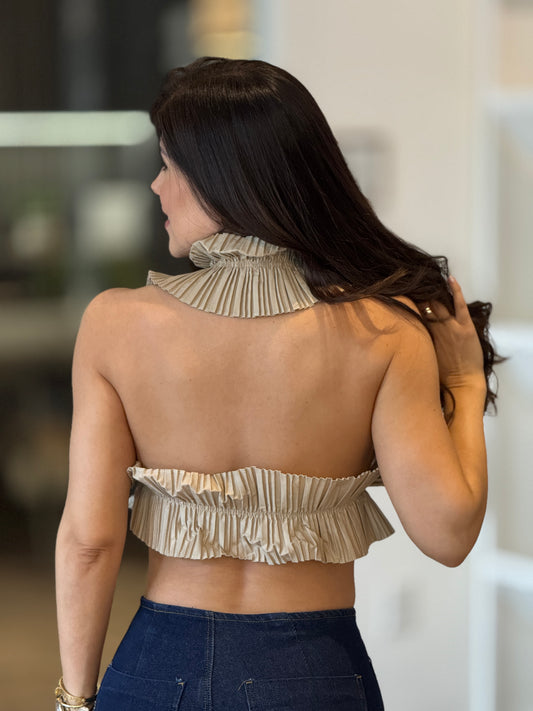 Ronda Brown Ruffle Top