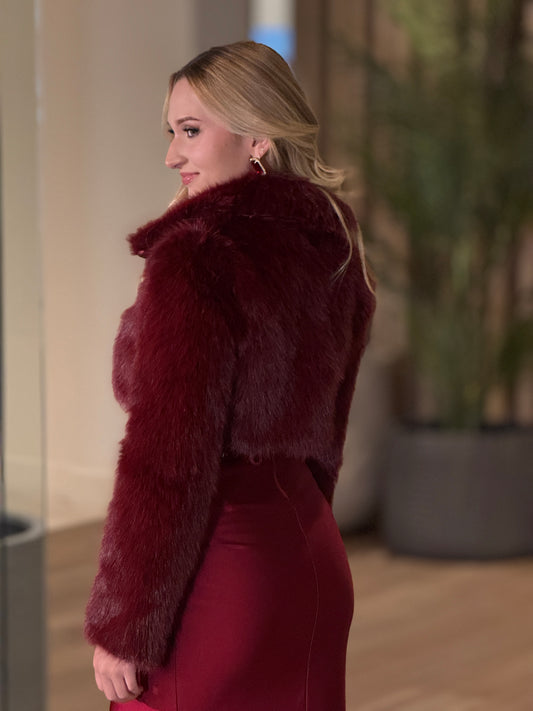 Faux Fur Burgundy Coat Top
