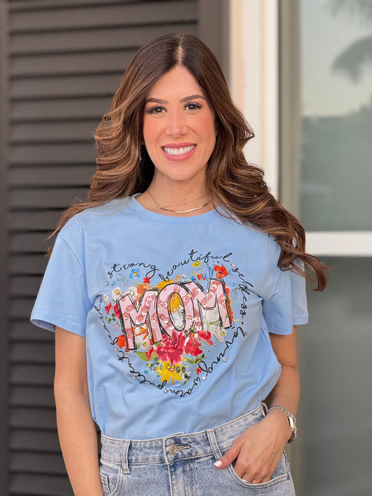 Mom Heart Blue T-Shirt