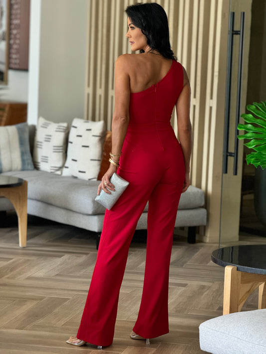 Norkys Red 3D Flower Jumpsuit Gala