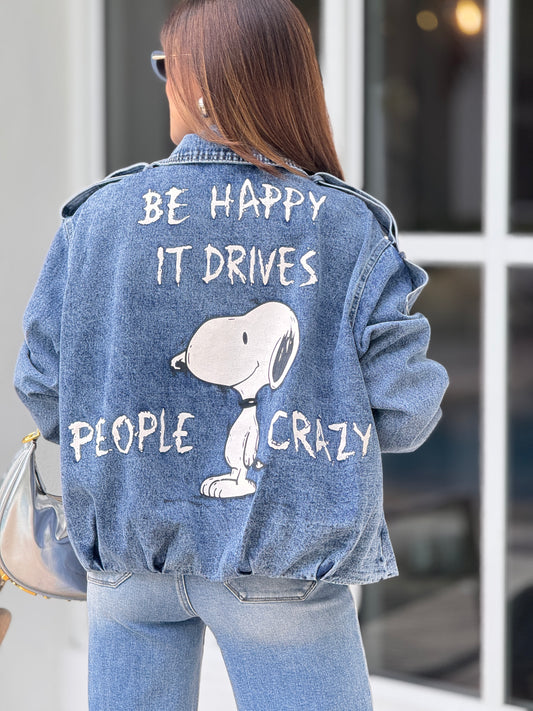 Cartoon Denim Graffiti Jacket Top