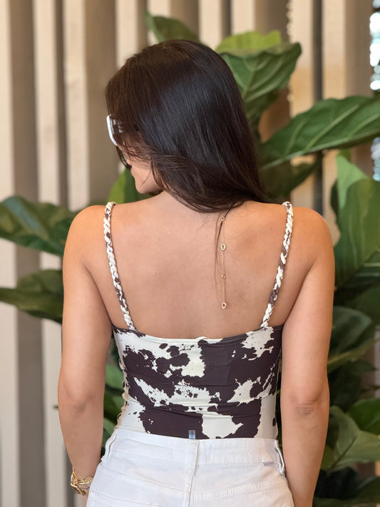 Brenda Cow Braid Bodysuit Top