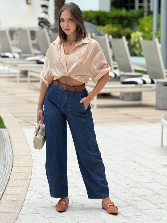 Italian Denim Barrel Pants