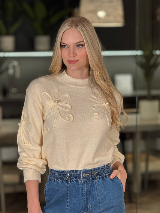 Mava Beige Knitted Sweater Top