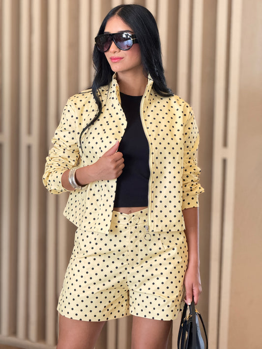 Voguish Yellow/Black Polka Dots Set
