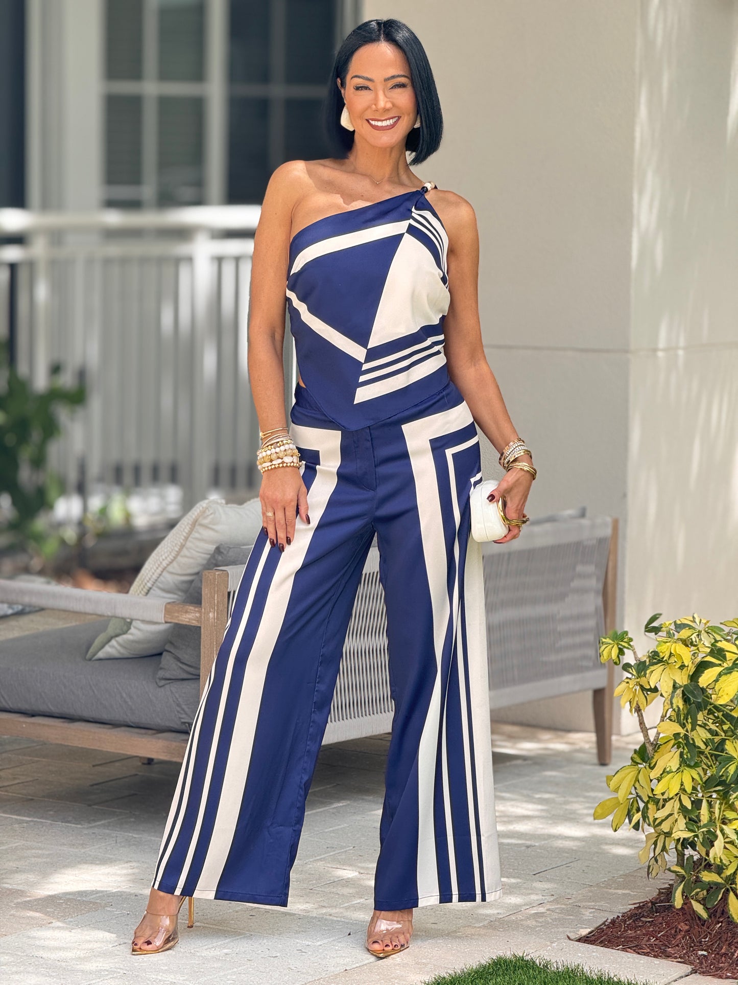 Milka Navy Satin Print Set