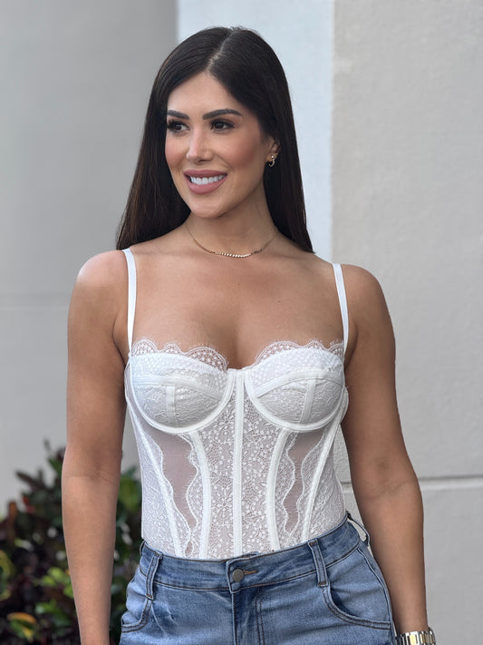 Brandy White Lace Corset Top