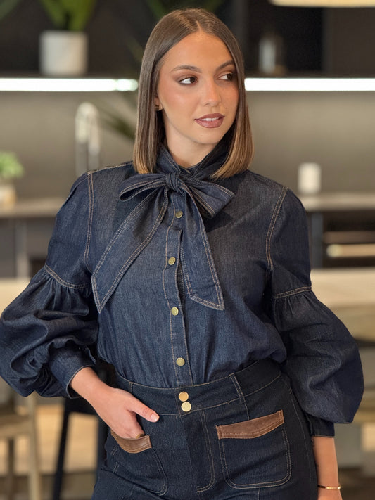 Arlene Dark Denim Bombache Shirt