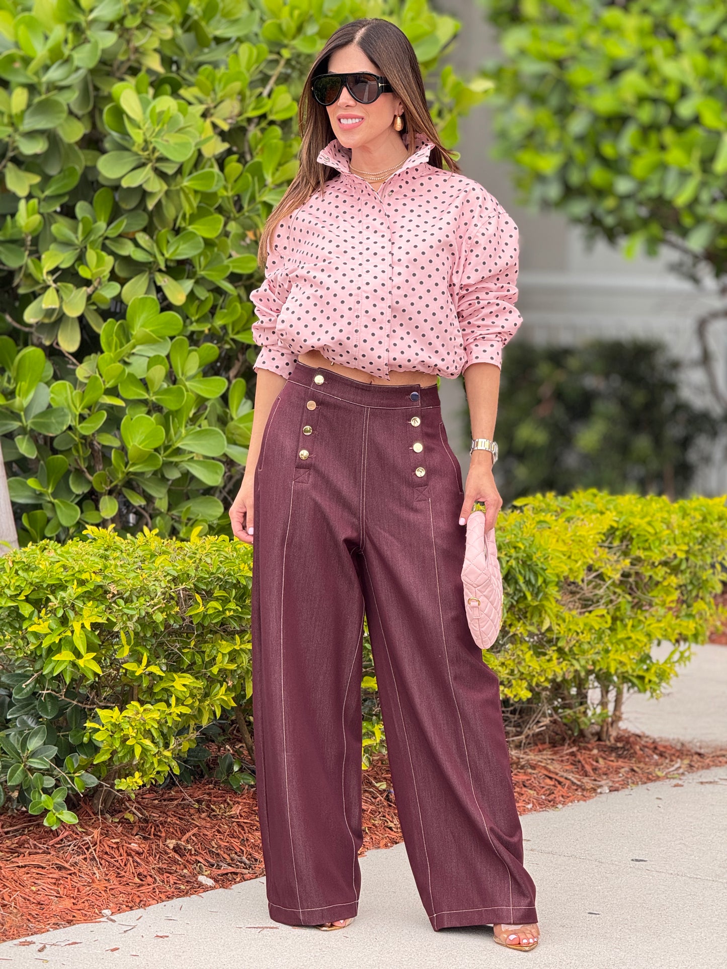 Vivalia Purple Denim Buttoned Pants