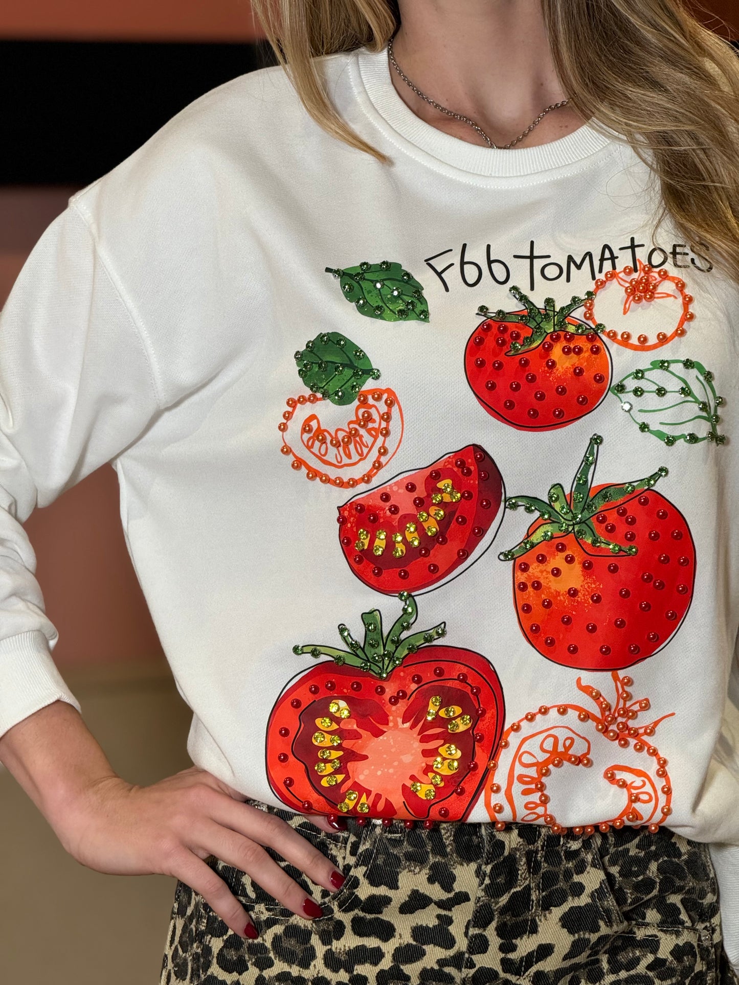 The Tomatoes Rhinestone Sweater Top