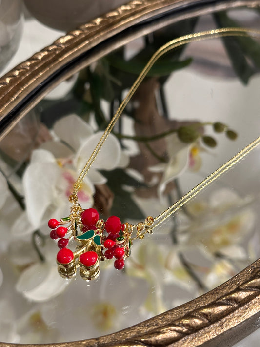 Mistletoe Cranberry Necklace