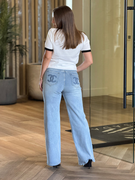Cece Denim Embroidery Jeans