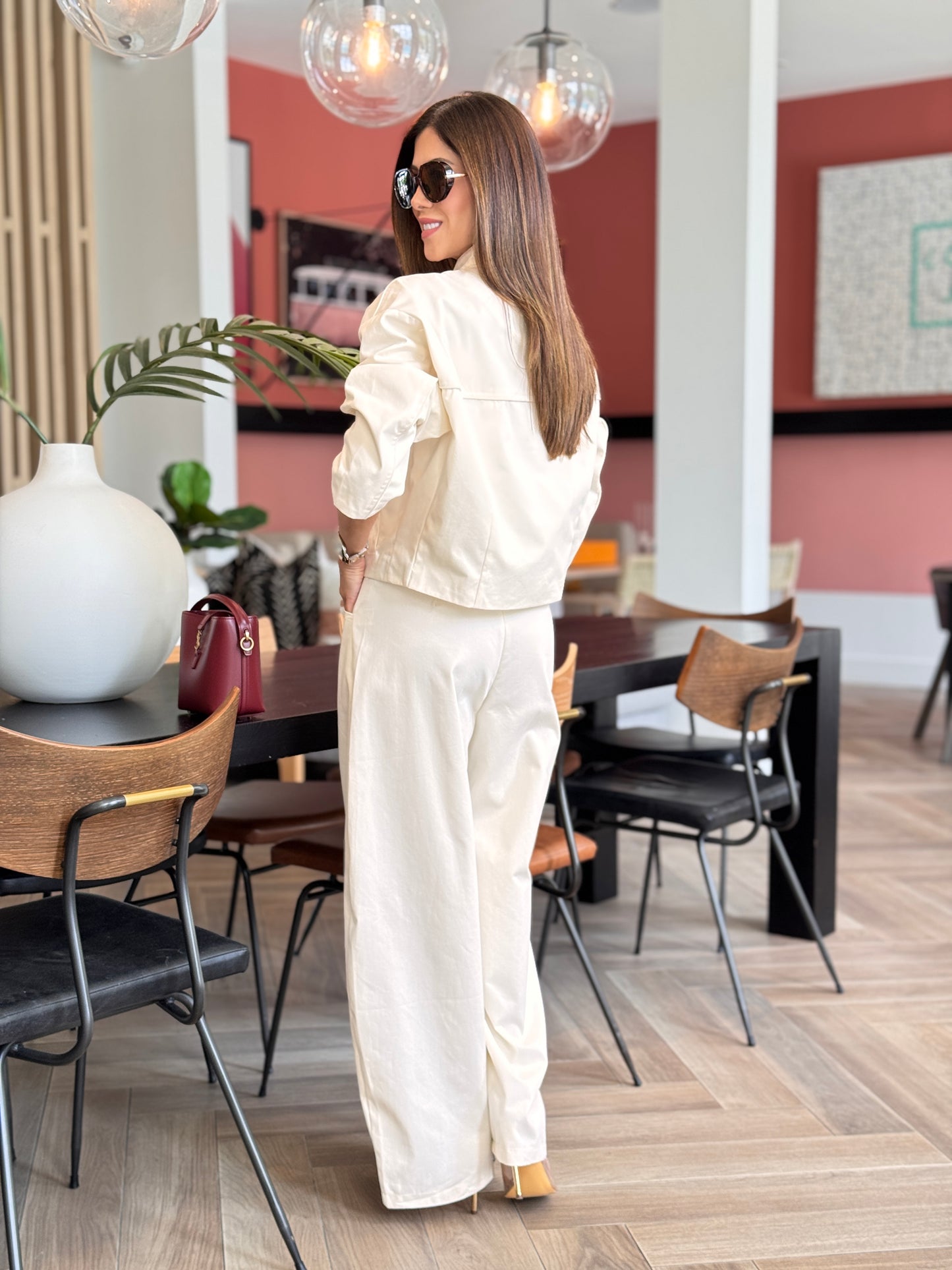 Voguish Ivory Buttons Pants Set
