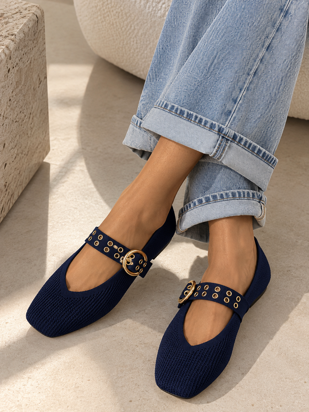 Fenton Navy Ballerina Flats