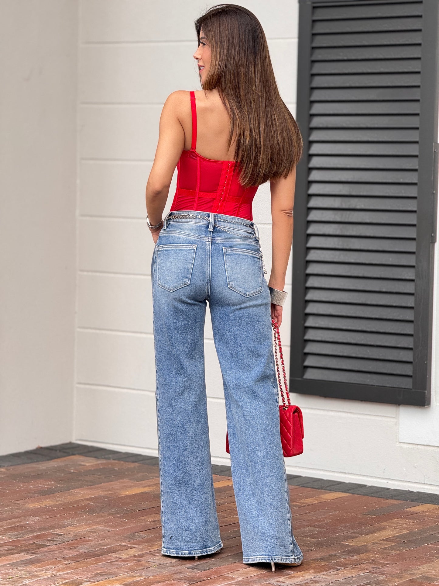 Dreamy Red Long Bustier Top