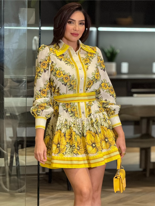 Daisy Yellow Mini Dress