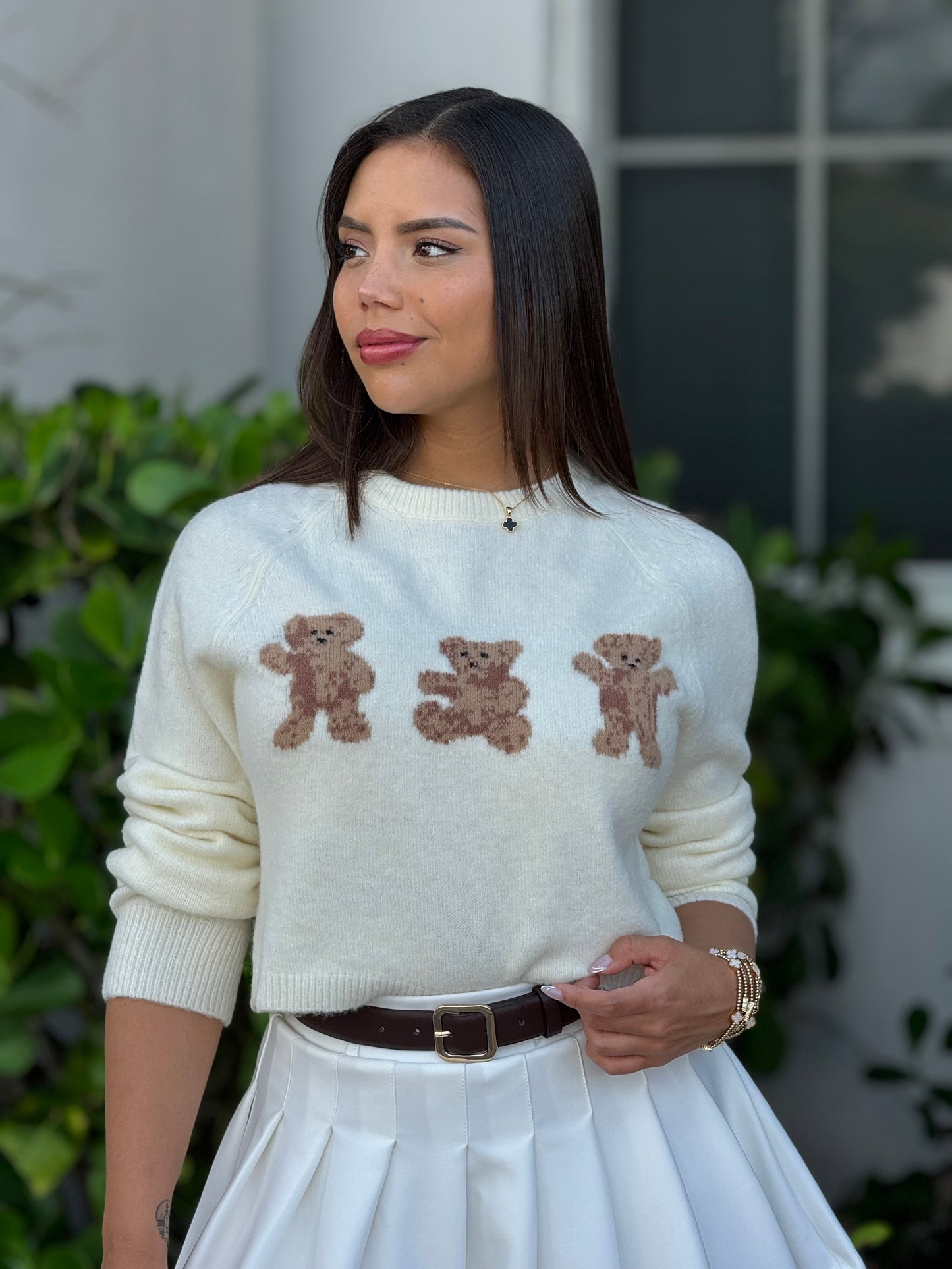 Teddy Bears White Sweater