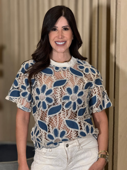 Tibet Dark Denim Torchon Top