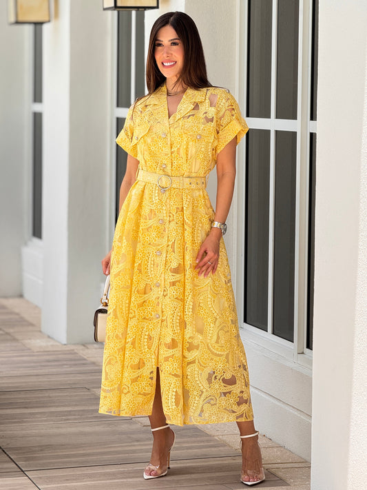 Creta Yellow Little Flowers Dress
