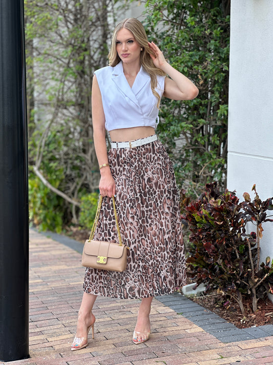 Angie Leopard Print Skirt