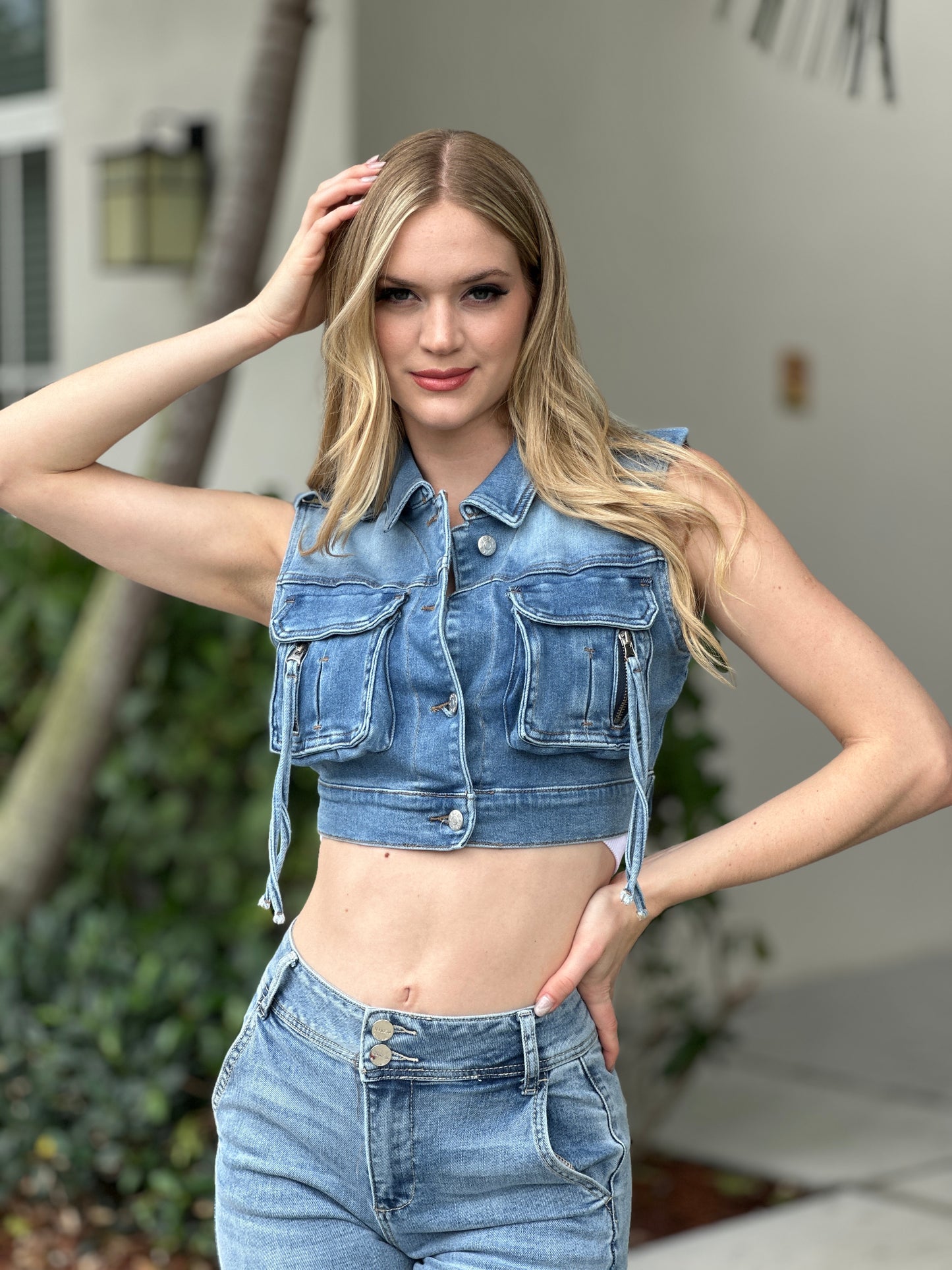 Xiomara Denim Cargo Vest