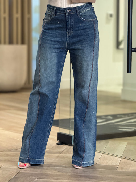 Jessy Rhinestone Barrel Jeans