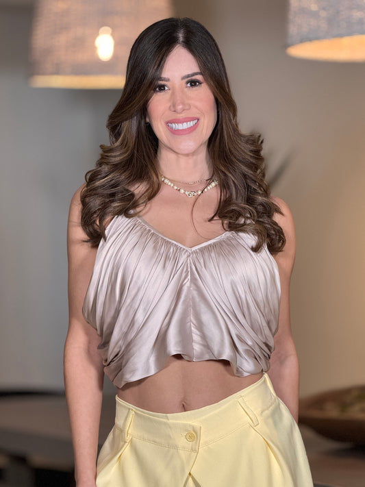 Editte Beige Chiffon Top