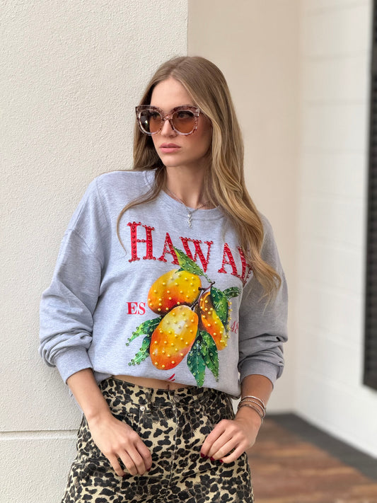 The Mango Gray Rhinestone Sweater Top