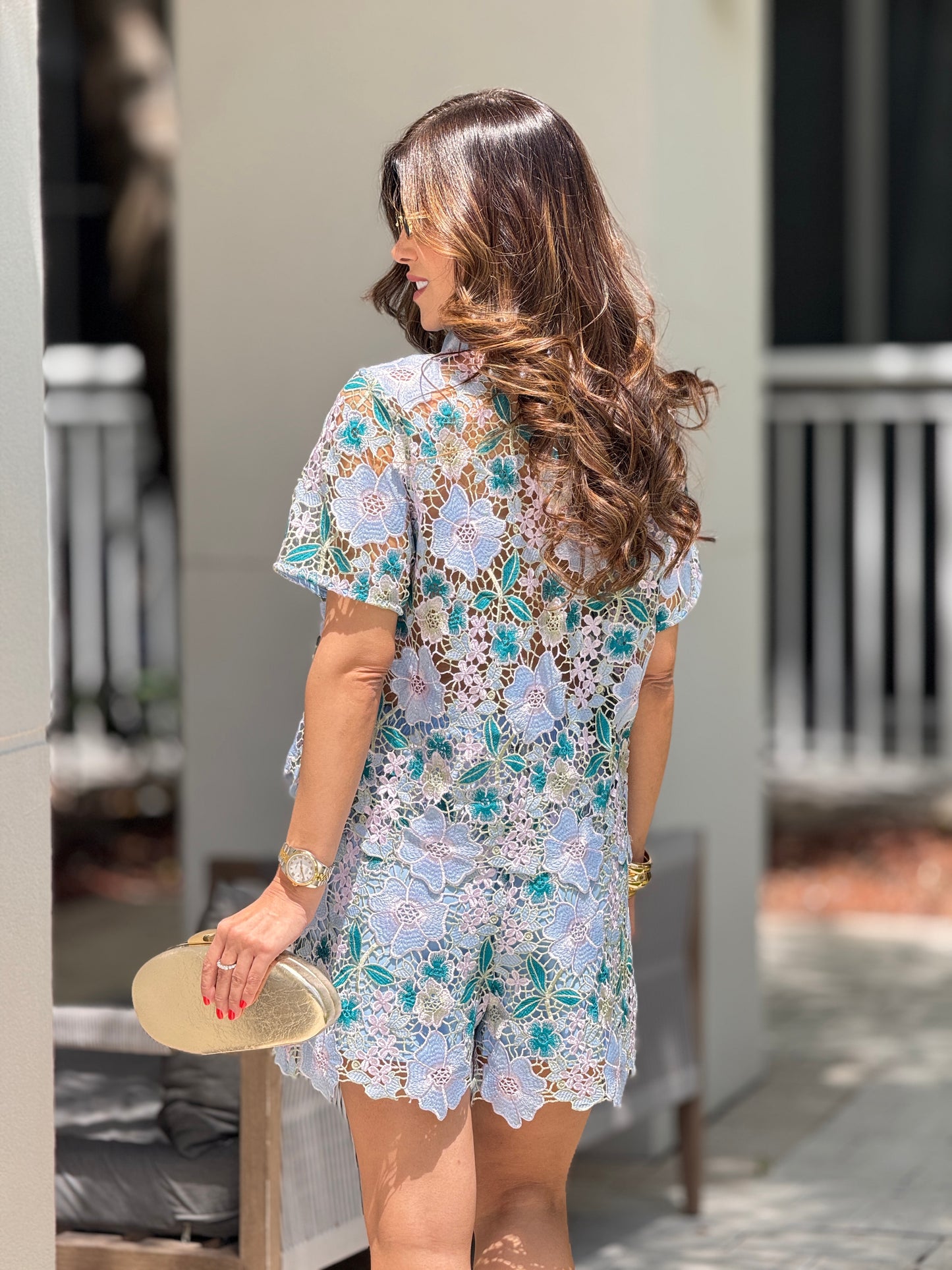 Rosie Blue/Lilac Floral Torchon Set