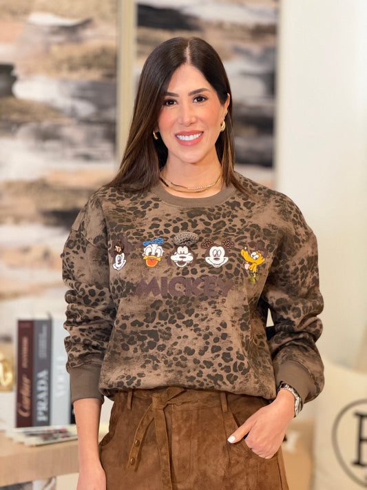 1525 Mouse Brown Leopard Sweater Top