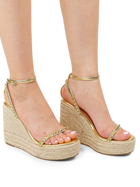 Miranda Gold Raffia Shoes