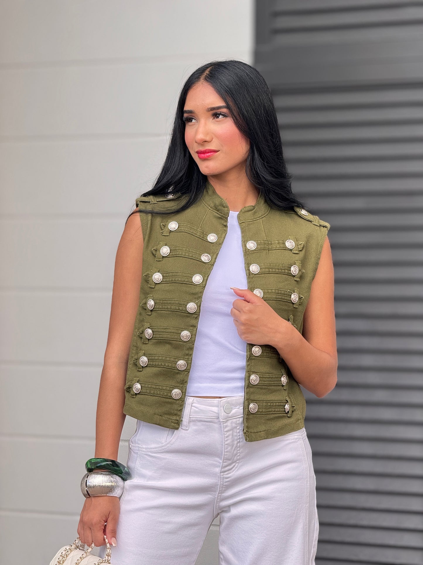 Balbi Liberty Green Denim Vest Top