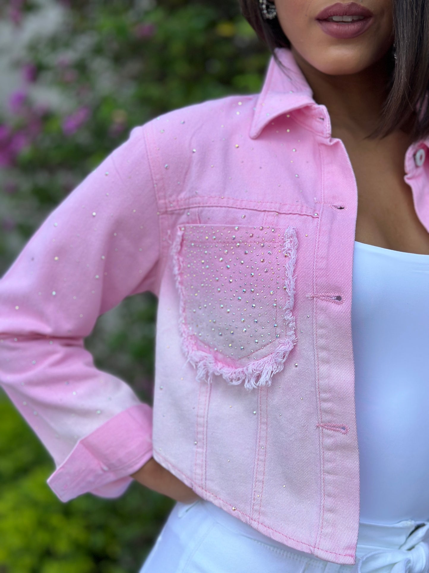 Diana Pink Gradient Rhinestone Jacket