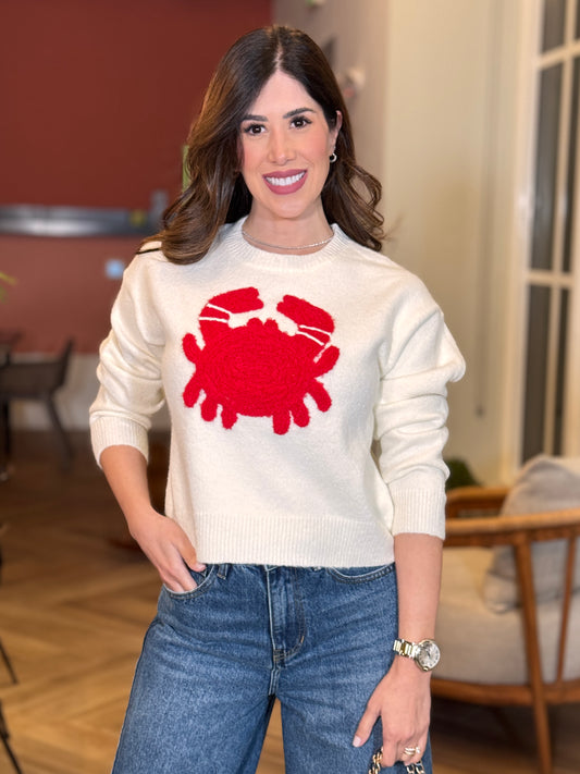 The Crab White Sweater Top
